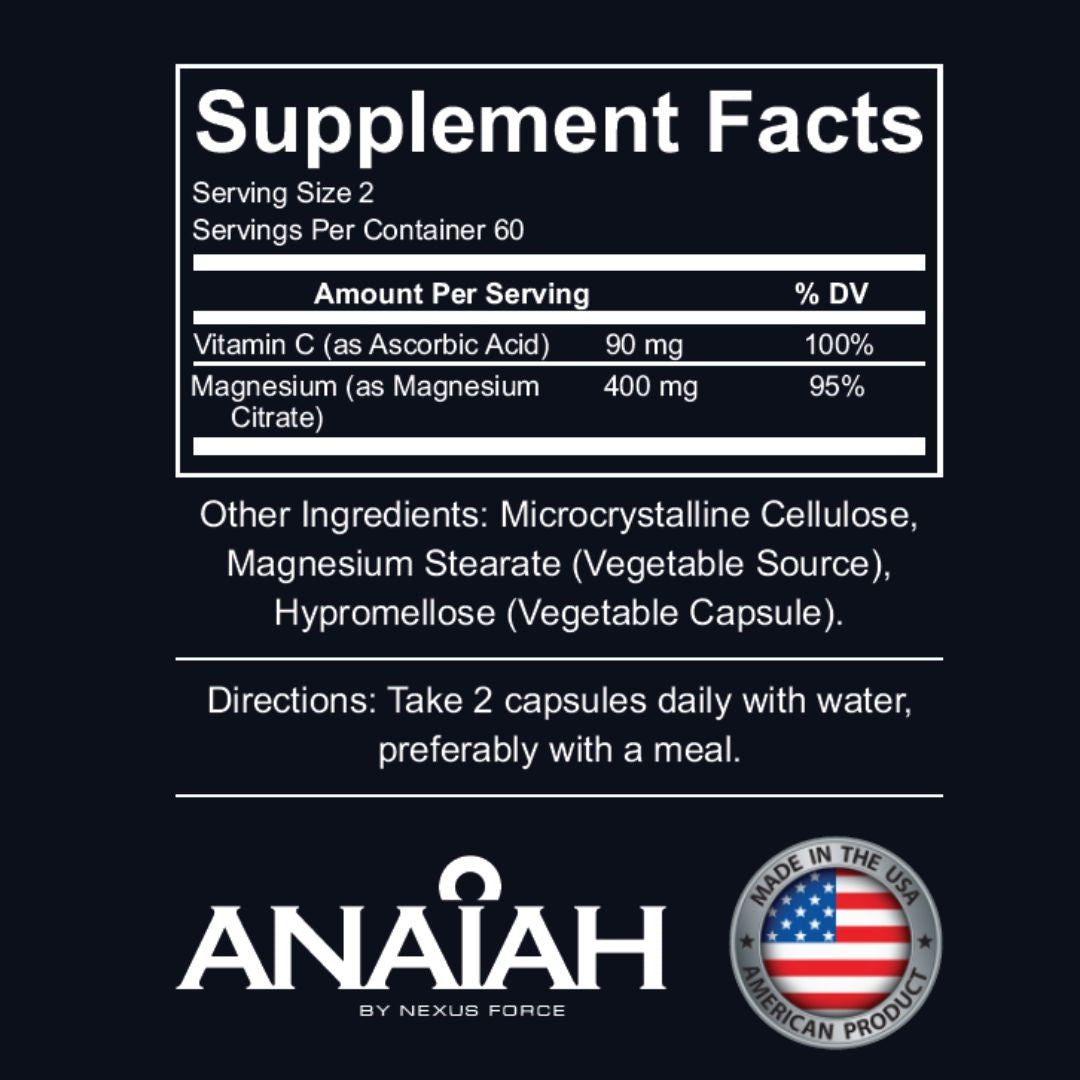 Magnesium Citrate 400 mg per serving with added Vitamin C